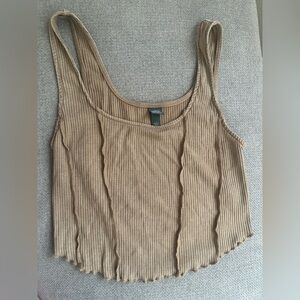 Wild Fable Tan Ribbed Cropped Tank Top